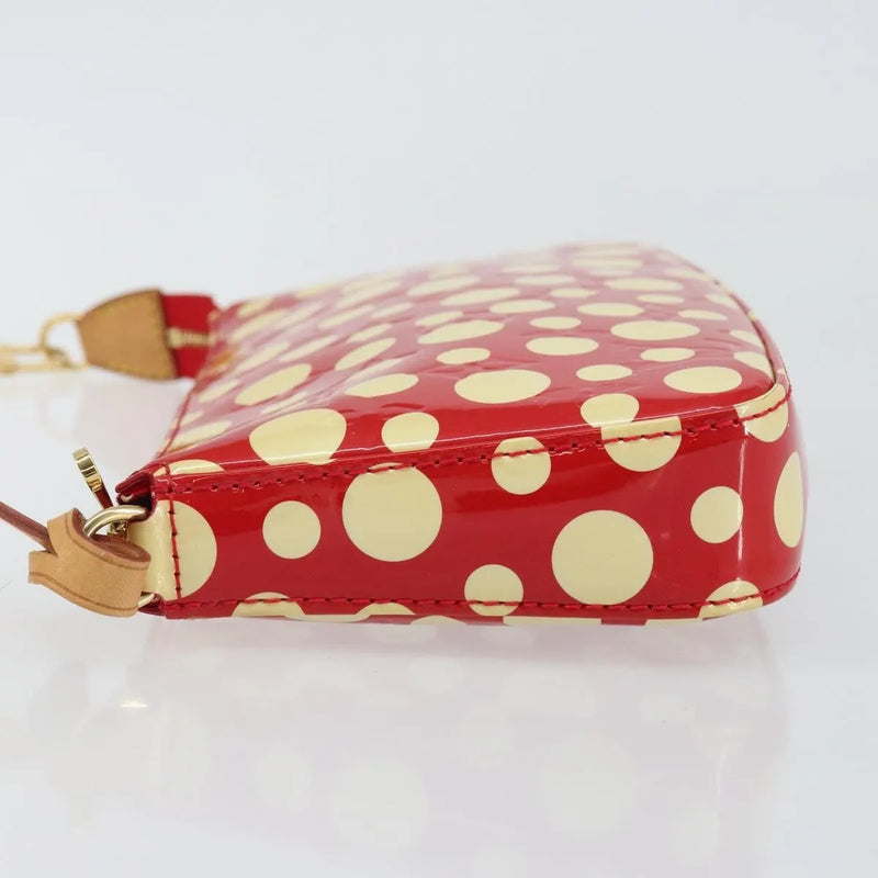 Louis Vuitton Pochette Accessoires Yayoi Kusama Painted Dots Monogram Vernis Red Patent_leather Bag