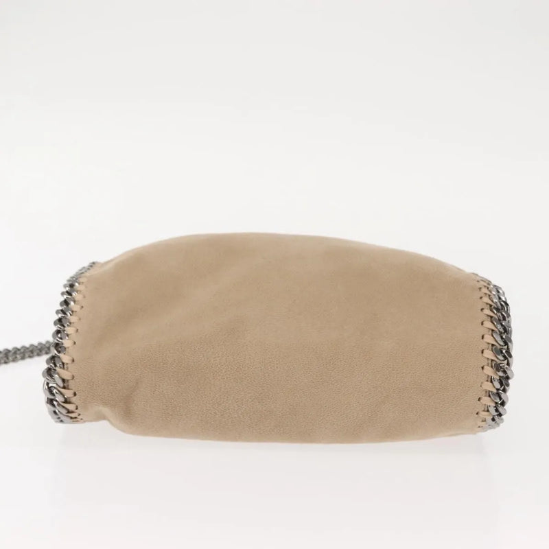 Stella Mccartney Falabella Fold Over Shaggy Deer Beige Polyester Bag