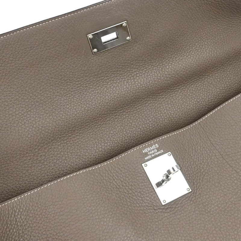 Hermes Shoulder Kelly Clemence Gray Leather Bag