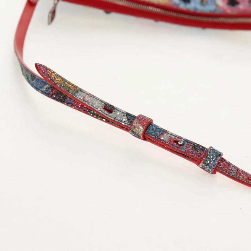 Christian Louboutin Loubiclutch Spiked Printed Leather Red Canvas Bag