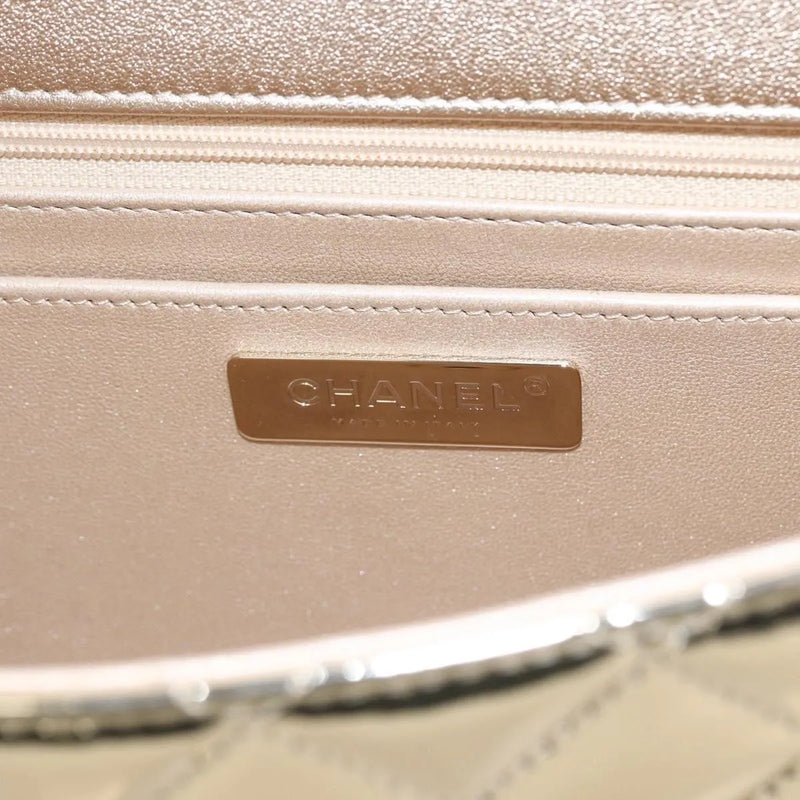 Chanel Hollywood Boulevard Backpack With Star Coin Purse Quilted Metallic Leather Gold Patent_leather Bag