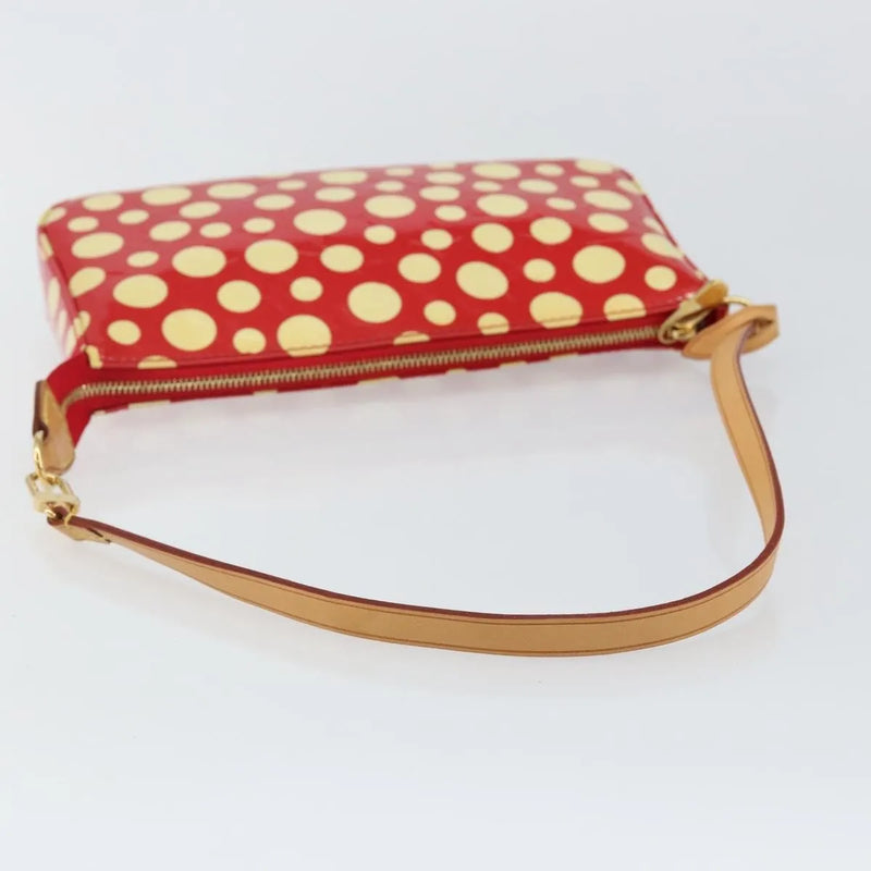 Louis Vuitton Pochette Accessoires Yayoi Kusama Painted Dots Monogram Vernis Red Patent_leather Bag