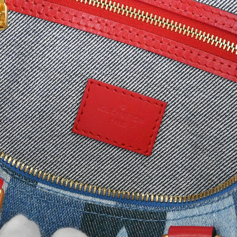 Louis Vuitton Speedy Bandouliere Damier And Monogram Patchwork Denim Blue Denim_jeans Bag