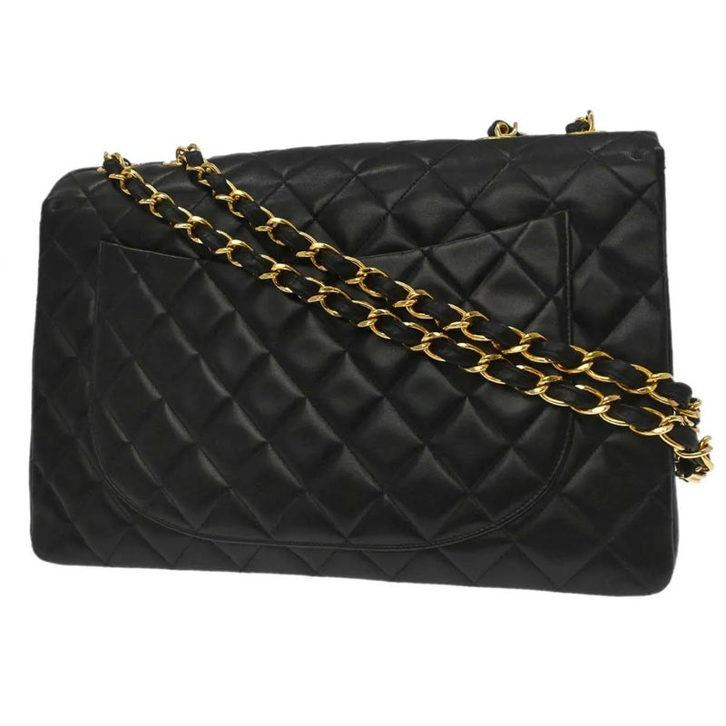 Chanel Vintage Cc Chain Flap Shoulder Quilted Lambskin Black Leather Bag