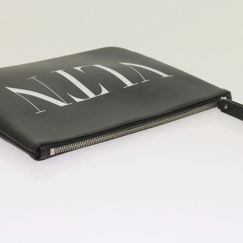 Valentino Garavani Vltn Wristlet Clutch Printed Leather Black Bag