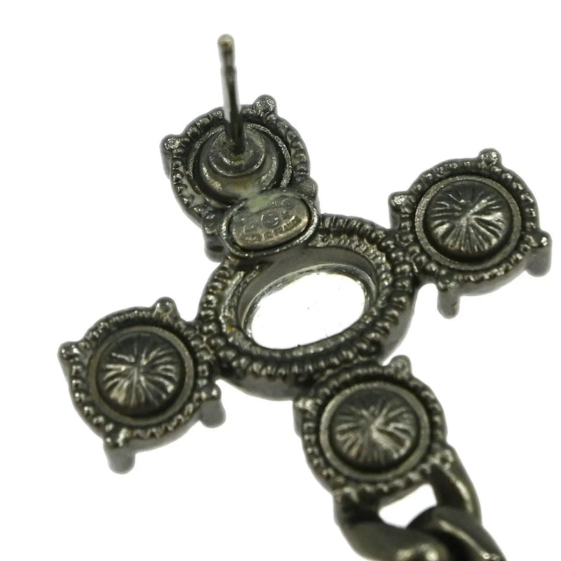 Chanel Cc Dangle Metal With Crystals Silver Silver_plated Jewelry