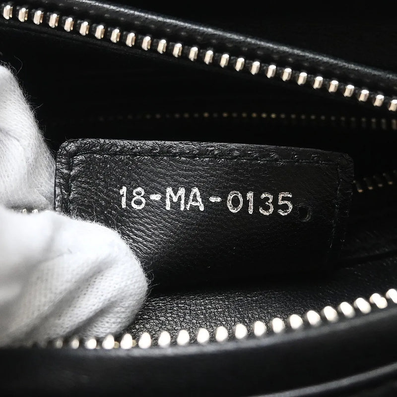 Christian Dior Lady Cannage Quilt Lambskin Black Leather Bag