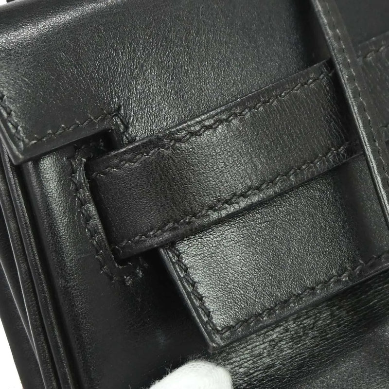 Hermes Kelly Black Box Calf With Palladium Hardware Leather Bag