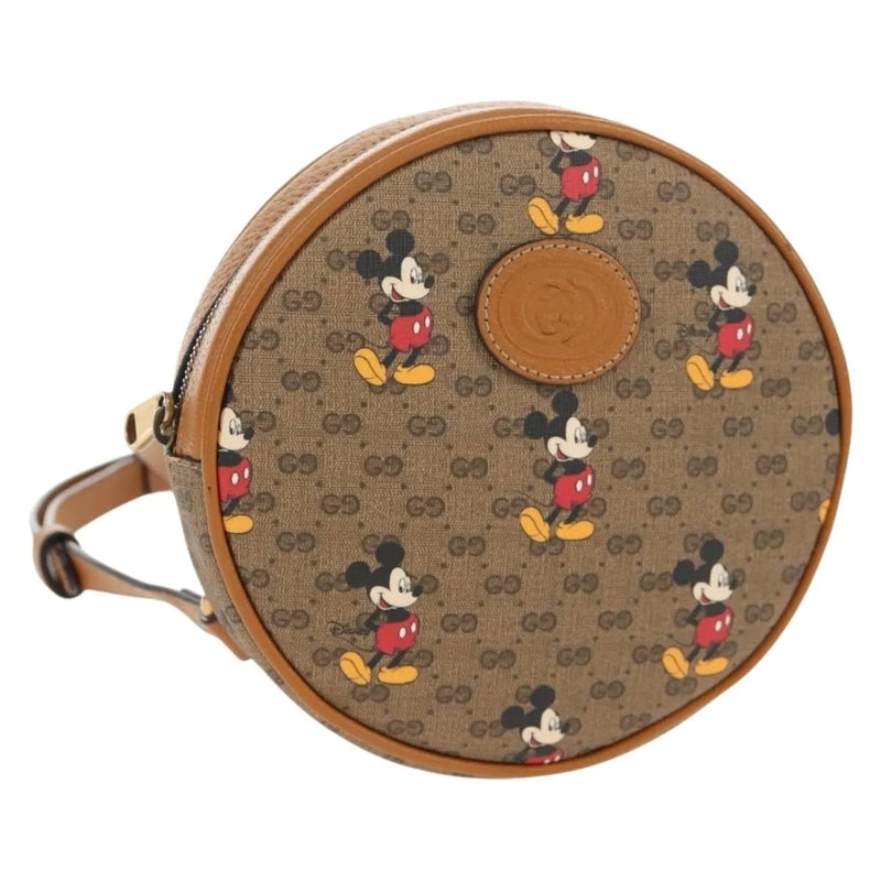 Gucci Disney Mickey Mouse Round Backpack (outlet) Printed Mini Gg Coated Canvas Beige Bag