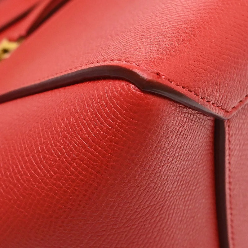 Celine Belt Calfskin Red Leather Bag