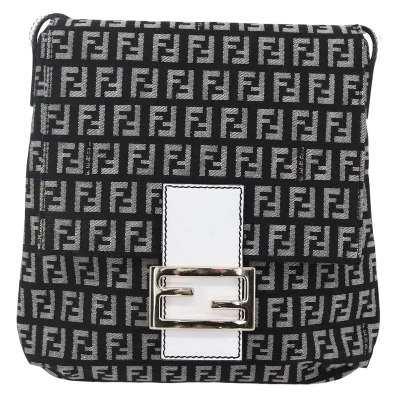 Fendi Vintage Flap Zucchino Canvas Black Bag