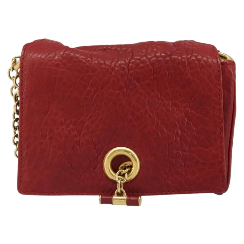 Saint Laurent Chain Leather Red Bag