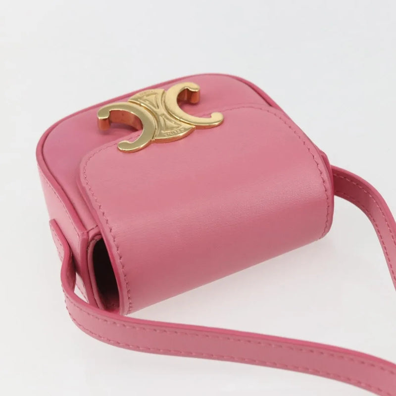 Celine Triomphe Shoulder Smooth Calfskin Pink Leather Bag