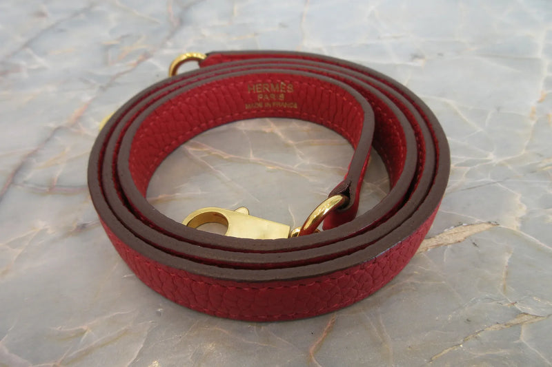 Hermes Kelly Red Clemence With Gold Hardware Leather Bag