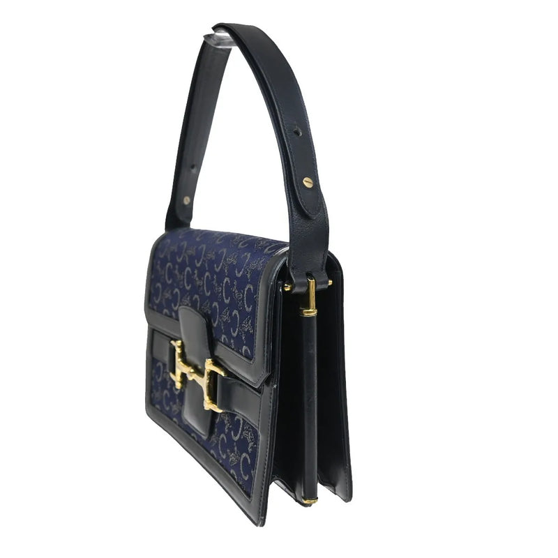 Celine Horse Carriage Canvas And Leather Navy Bag