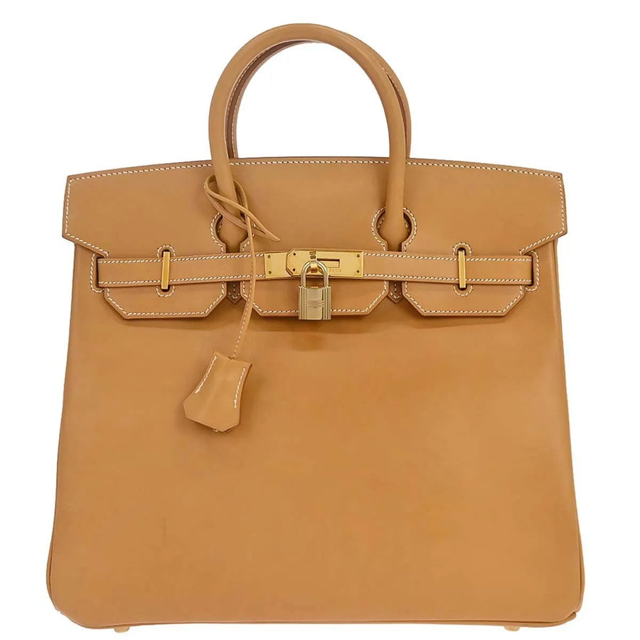 Hermes Hac Birkin Brown Vache Natural With Gold Hardware Neutral Leather Bag