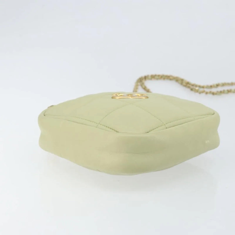 Chanel Diamond Chain Quilted Lambskin Green Leather Bag