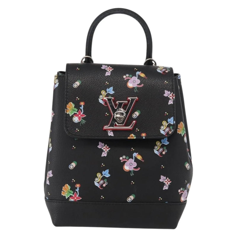 Louis Vuitton Lockme Floral Printed Leather Black Bag