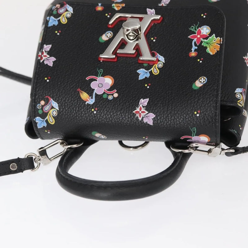 Louis Vuitton Lockme Floral Printed Leather Black Bag