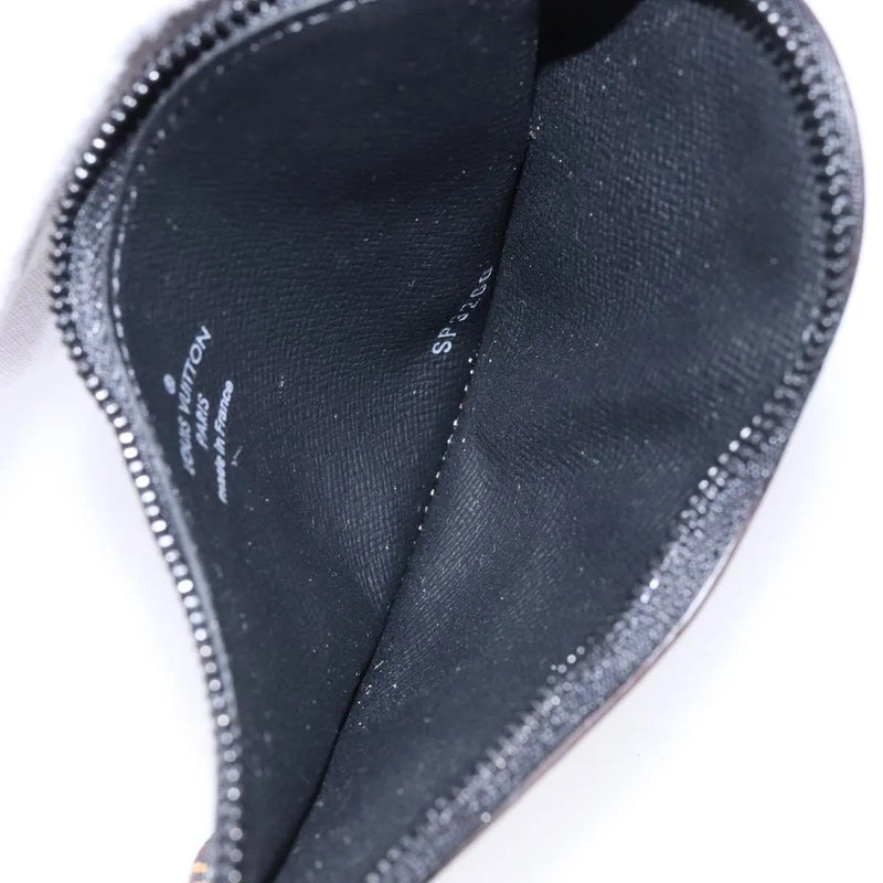 Louis Vuitton Nigo Duck Coin Holder Printed Leather And Limited Edition Giant Damier Black Canvas Accessory