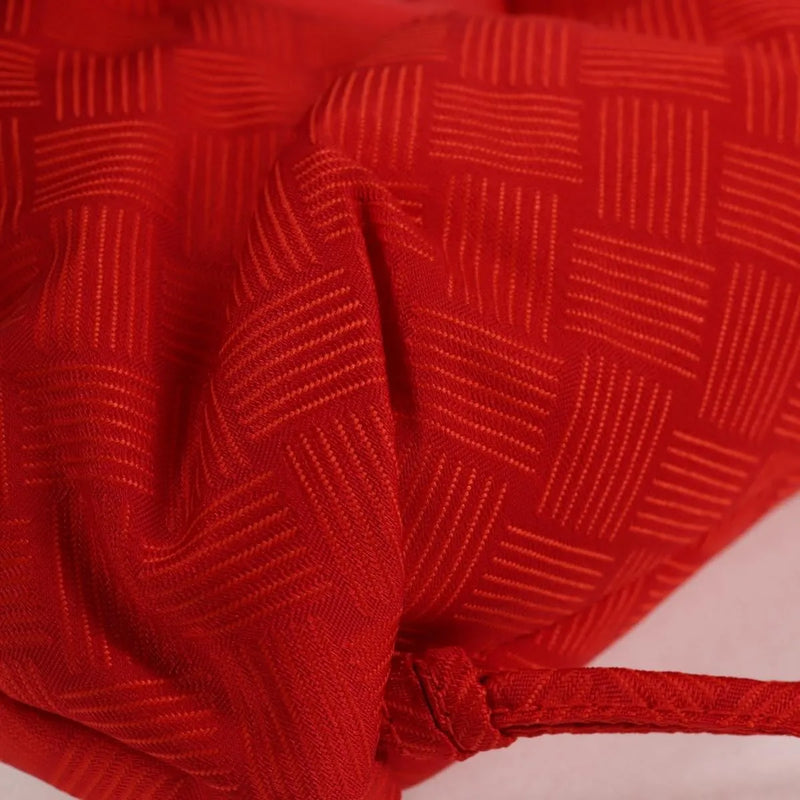 Bottega Veneta Point Chunky Knit Fabric Red Nylon Bag