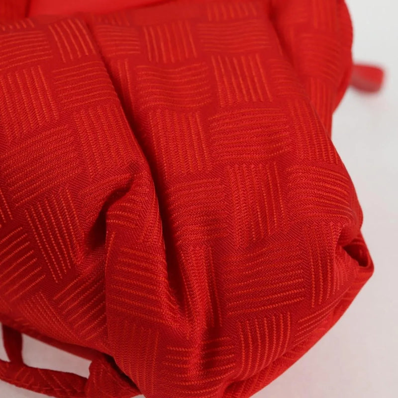 Bottega Veneta Point Chunky Knit Fabric Red Nylon Bag