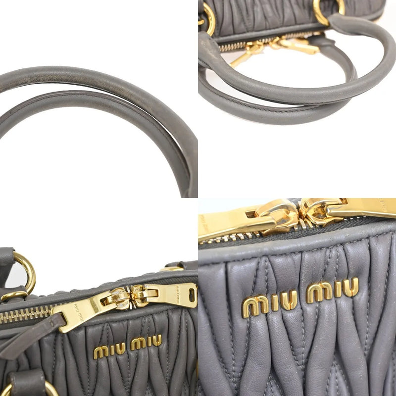 Miu Madras Bowler Matelasse Leather Purple Bag