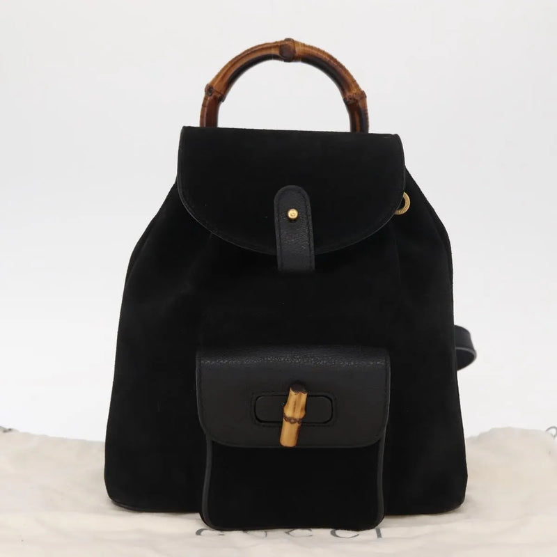 Gucci Vintage Bamboo Suede Black Bag