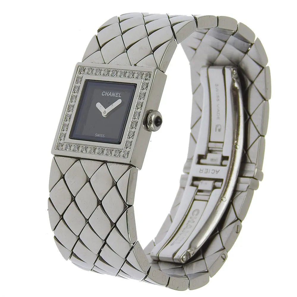 Chanel Matelasse Quartz Stainless Steel With Diamond Bezel Watch