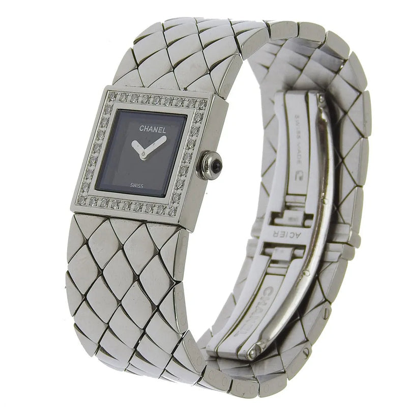 Chanel Matelasse Quartz Stainless Steel With Diamond Bezel Watch