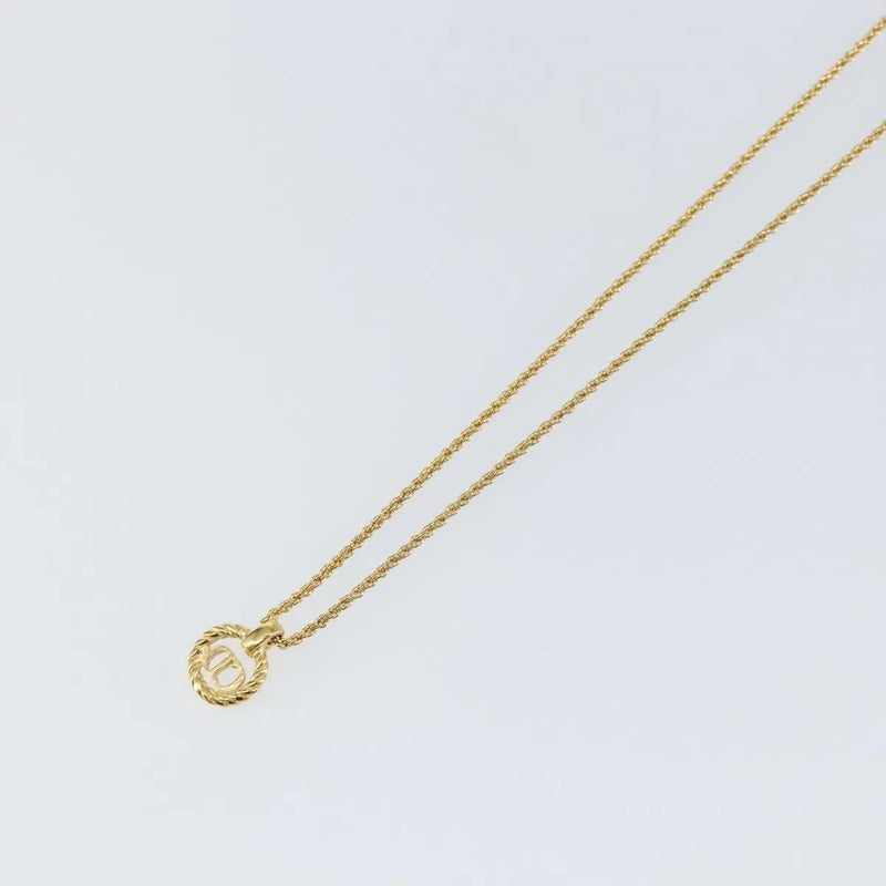 Christian Dior Cd Round Pendant Metal Gold Jewelry
