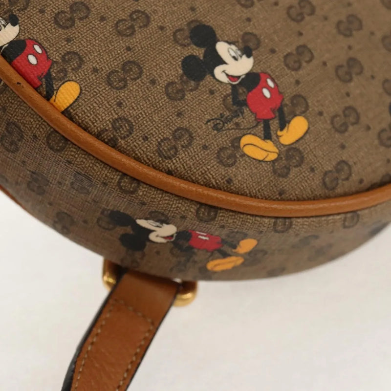Gucci Disney Mickey Mouse Round Backpack (outlet) Printed Mini Gg Coated Canvas Beige Bag