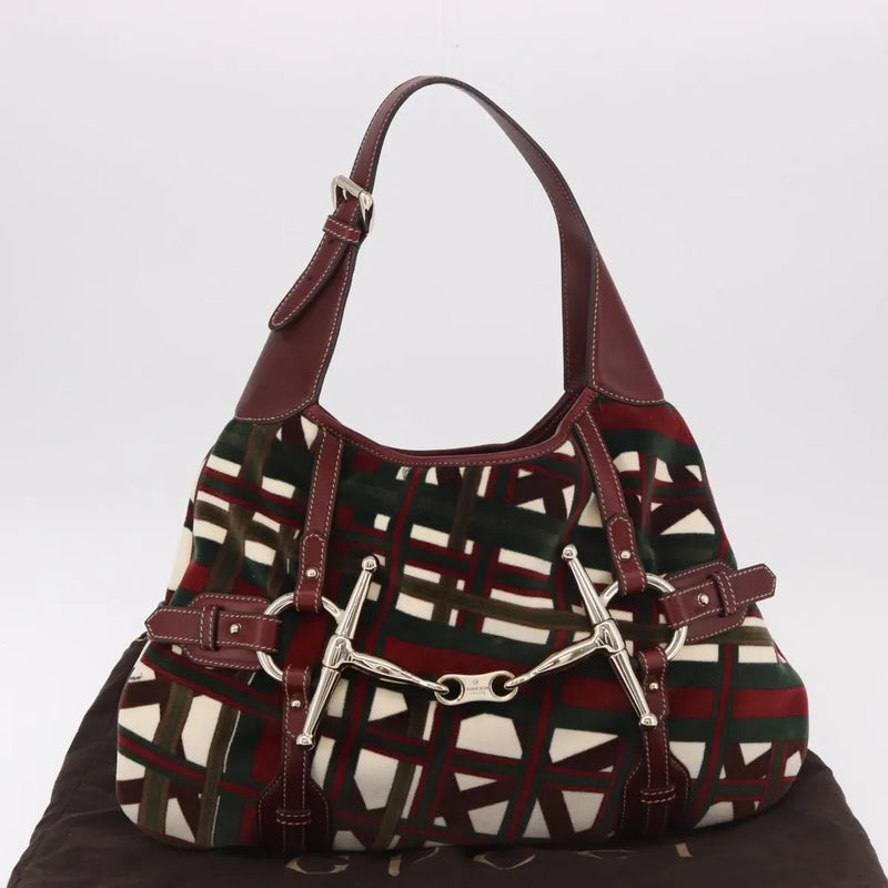 Gucci Vintage Jackie Shoulder Canvas And Leather Green Bag
