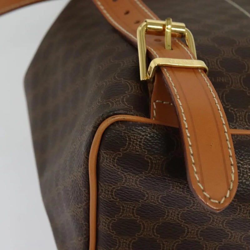 Celine Vintage Macadam Canvas And Leather Brown Pvc Bag