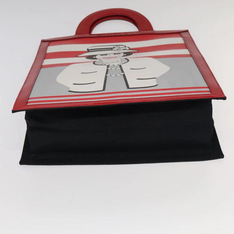 Chanel Vintage Portrait Tote Printed Leather And Quilted Patent Red Bag