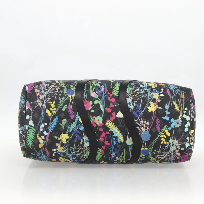 Louis Vuitton Keepall Bandouliere Limited Edition Foliage Monogram Eclipse Black Canvas Bag