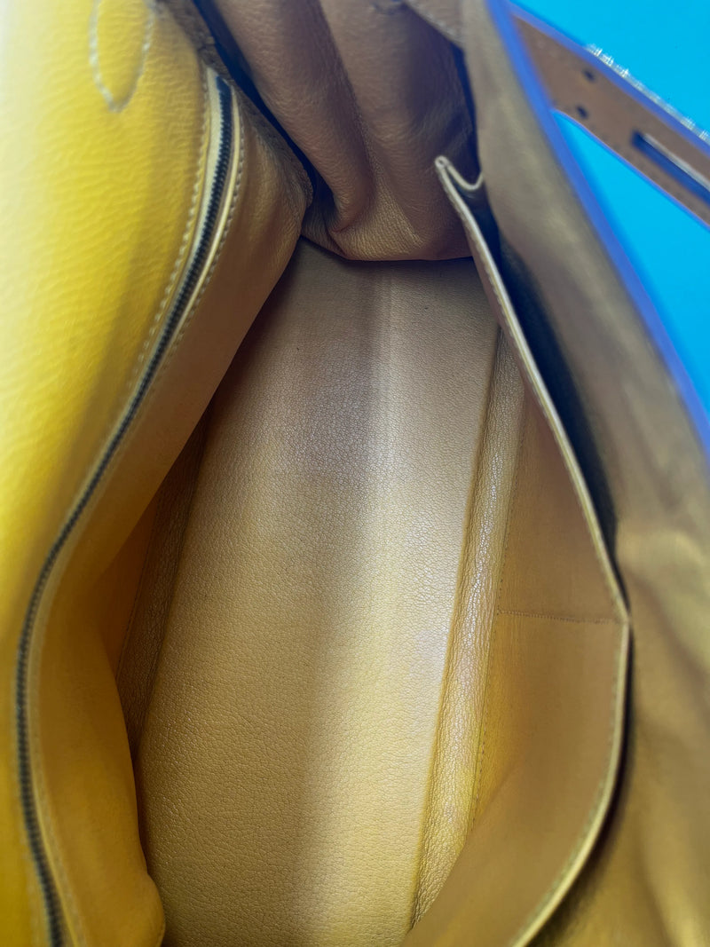 Hermes Kelly 32 Graine Couchevel Yellow Leather Bag