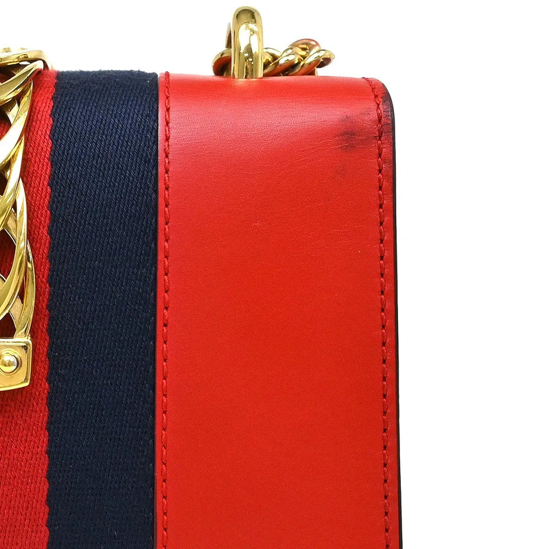 Gucci Sylvie Chain Leather Red Bag