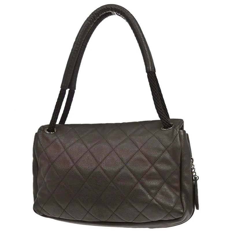 Chanel Coco Casual Flap Quilted Caviar Brown Leather Bag