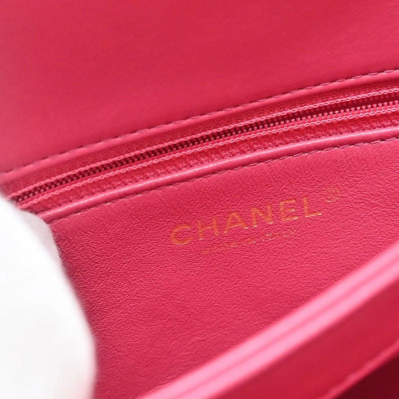 Chanel Trendy Cc Top Handle Chevron Lambskin Pink Leather Bag