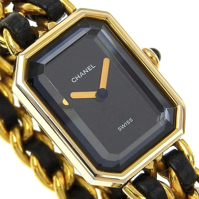 Chanel Premiere Rock Quartz Plated Metal And Leather Watch
