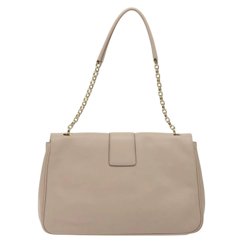 Salvatore Ferragamo Gancini Chain Leather Beige Bag