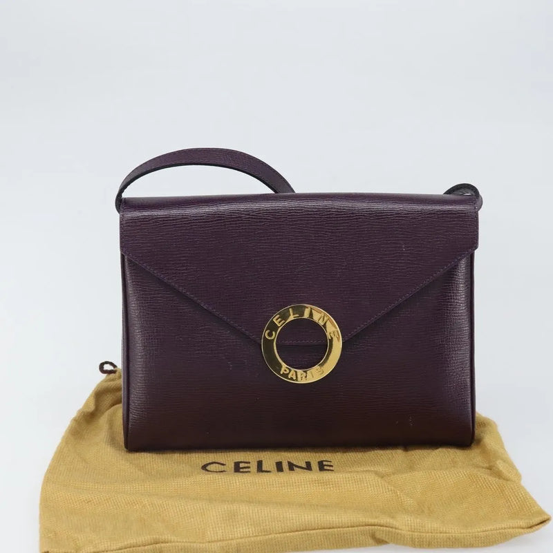 Celine Circle Logo Leather Purple Bag