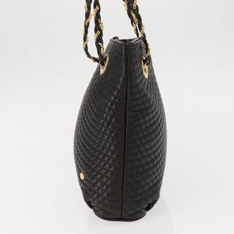 Bally Vintage Chain Quilted Leather Black Bag