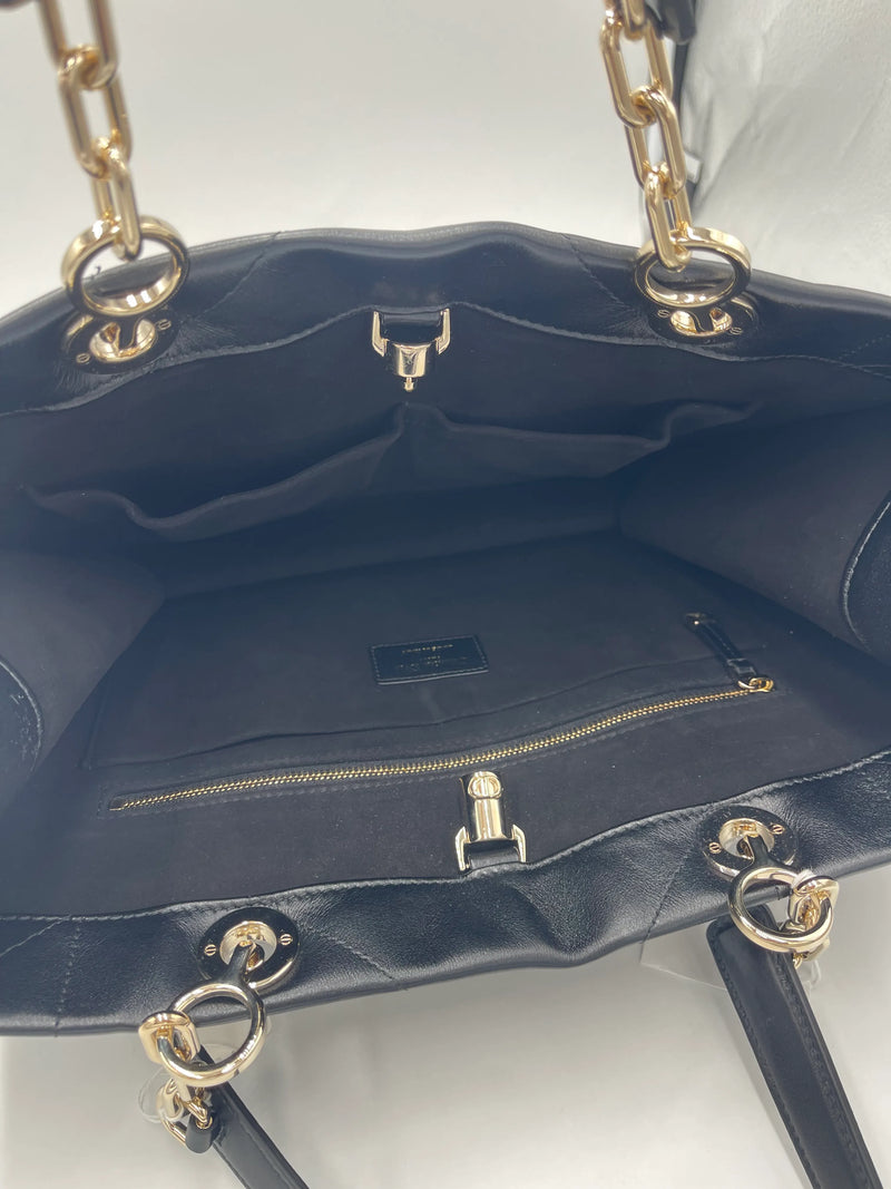 Christian Dior Essential Tote Archicannage Quilt Calfskin Black Leather Bag