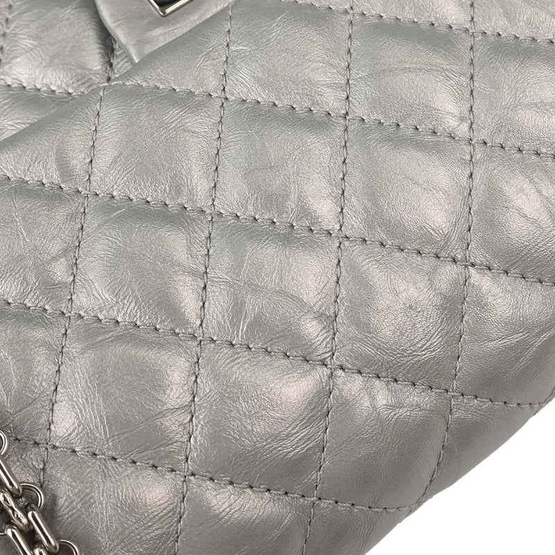 Chanel Reissue 2.55 Double Compartment Flap Quilted Aged Calfskin Silver Bag