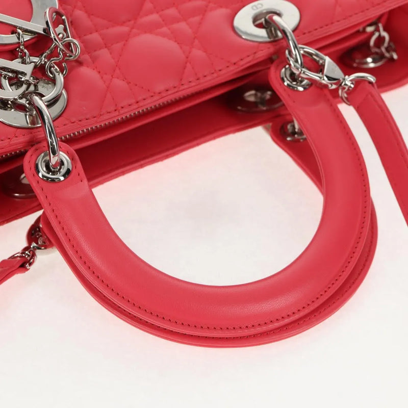 Christian Dior Lady Cannage Matelassé Pink Leather Bag