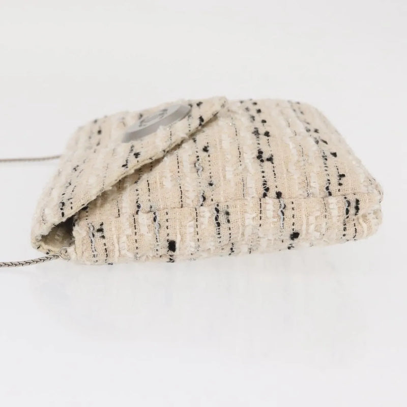 Chanel Vintage Envelope Chain Clutch Tweed White Bag
