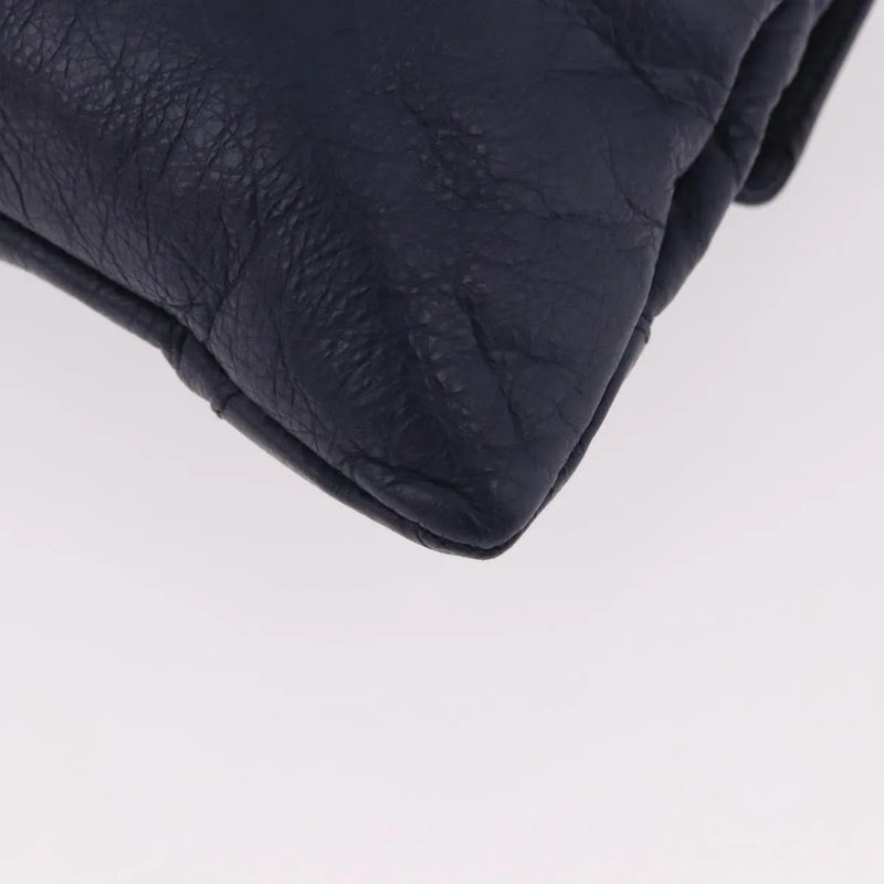Balenciaga Classic Studs Envelope Strap Clutch Leather Navy Bag