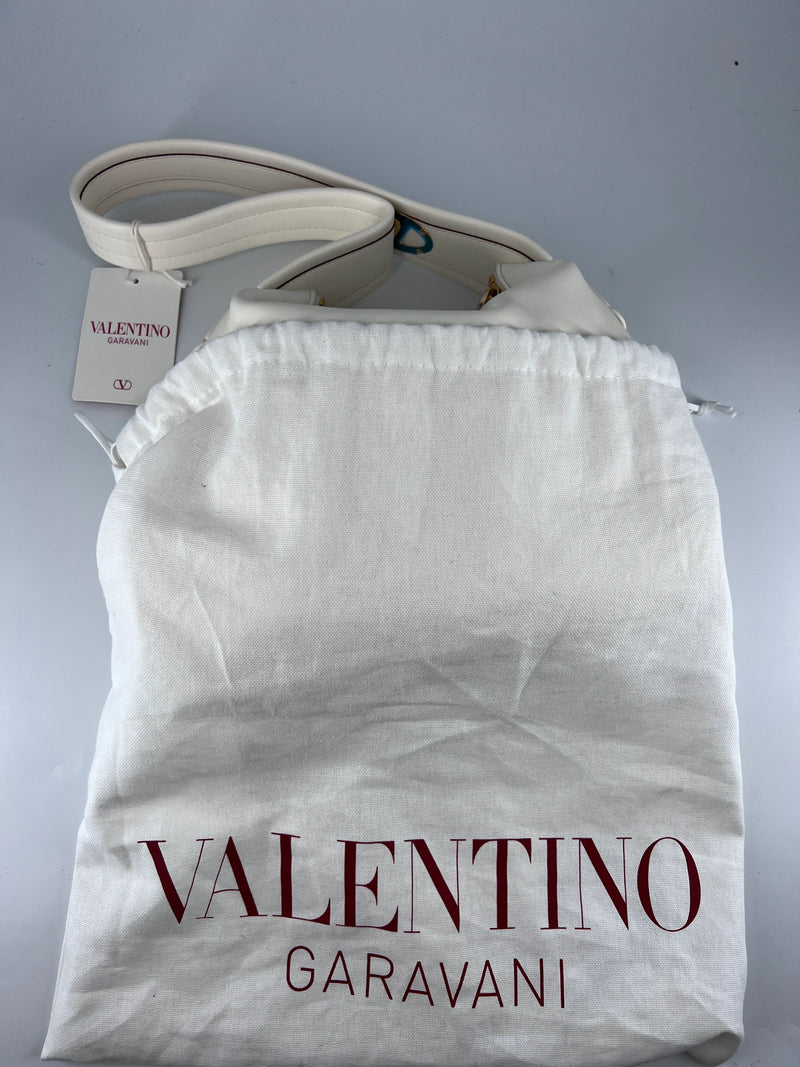 Valentino Garavani Ruffle Leather White Bag